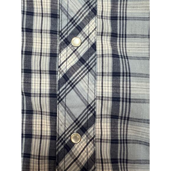 Wrangler Men’s Western Plaid Snap Button Shirt Blue Gray Short Sleeve XXL - Picture 3 of 10